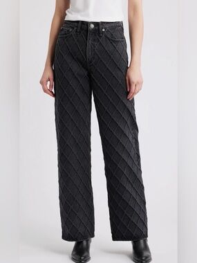 Rag & Bone Logan Diamond Texture Mid Rise Wide Leg Jeans